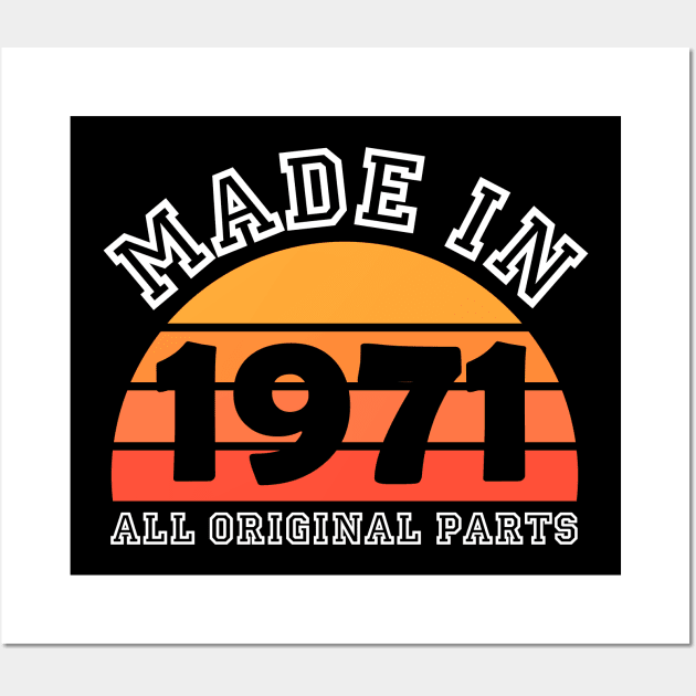 Made 1971 Original Parts 50th Birthday Wall Art by jodotodesign